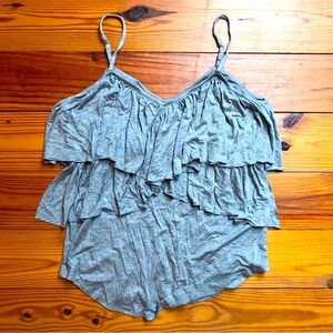 Chaser Heather Gray Ruffled Women's Tank Top, NWT, M